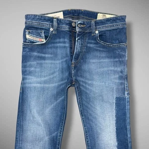 Diesel Thommer X Jeans Mens 29x32 Blue Slim Skinny Stretch Patched Whiskered - Picture 1 of 12