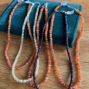 Gemstone Necklace Lot Sterling Clasps Carnelian Garnet New Old Stock - Picture 1 of 7