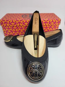 Tory Burch Black Ballet Flats Women size 8.5M Work Casual Shoes Slip-on Caroline - Picture 1 of 15