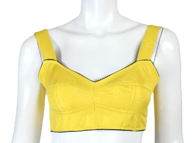 DOLCE & GABBANA $995 NUEVO CON ETIQUETAS Amarillo Logo Jacquard Bralette Bustier Top 36 Foto 1 de 4