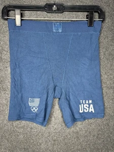 Skims Team USA Biker Shorts Women Medium Navy Blue Ribbed Stretched Comfort - Picture 1 of 7