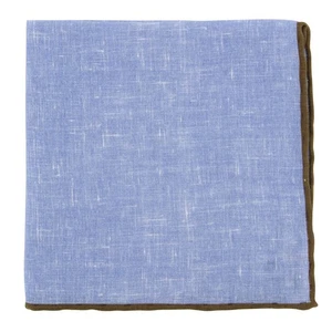 Fiori Di Lusso Blue Solid Linen Pocket Square - 12 3/8" x 12 3/8" (817) - Picture 1 of 4