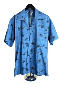 Vintage 90's Hilo Hattie Blue/Black Hawaiin Aloha Button-Down Shirt XL - Picture 1 of 10