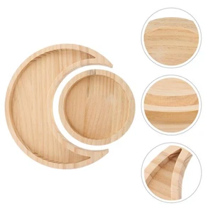 2 Pcs Pine Storage Tray Moon Jewelry Dish Small Trays Decorative - Picture 1 of 6