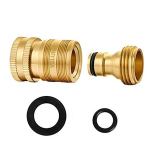 Garden Hose Quick Connect Solid Brass 3/4 inch GHT Internal Thread Quick 1 SET - Picture 1 of 7