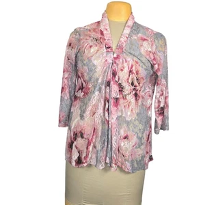 Serengeti Womens Large Open Front Lace Top Cover Up Topper Floral Sheer Vacation - Picture 1 of 11