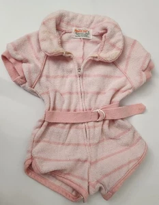 Vintage Health-Tex Baby Terry Cloth Romper  Belt Pink Baby 6 Months Made In USA - Bild 1 von 6