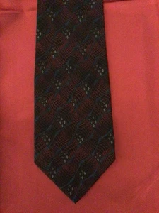 Corbata vintage Van Heusen seda abstracta roja multicolor - Imagen 1 de 3