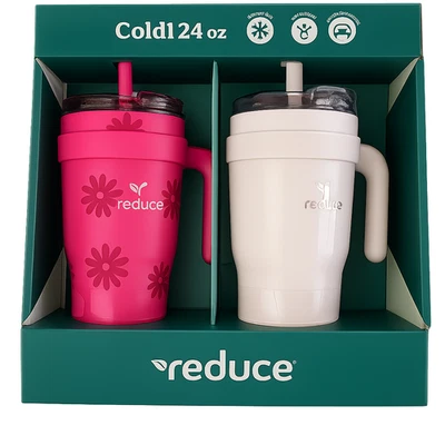REDUCIR 24 oz Vaso de Acero Inoxidable con Mango Rosa - Arcilla Rosa " PAQUETE DE 2" Foto 1 de 4