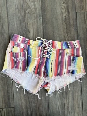 Pantalones Cortos Billabong Para Mujer Lite Corazón Envejecido Dobladillo Crudo Con Cordones Delanteros Talla 1 Foto 1 de 4