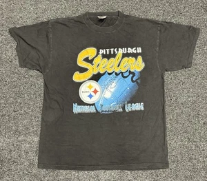 CAMISETA VINTAGE DE LOS PITTSBURGH STEELERS CON LOGO DE LA NFL 7 TEXTO GRANDE IMPRESA XL - Imagen 1 de 2