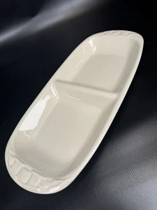 Plato de verduras para servir dividido Longaberger Pottery 15,5" clásico marfil 31204 - Imagen 1 de 5