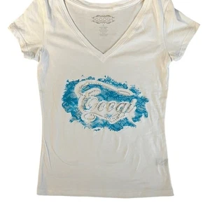 Coogi Girls White Short Sleeve V Neck Casual Pullover T Shirt Size S, M, XL - Picture 1 of 1