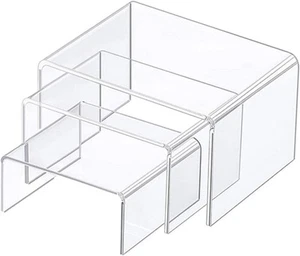 6 Pcs Acrylic Display Risers,3 Sizes Acrylic U-Shaped Display Stand,Clear - Picture 1 of 9