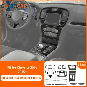 19PCS Carbon Fiber Center Console Full Cover For Chrysler 300 2015+ Accessories - Picture 1 of 21