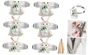 Easter Napkin Rings Set of 6, Bunny Napkin Rings, Easter Decorations for - Picture 1 of 8