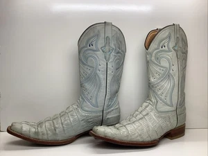 BOTAS VAQUERAS PISTOLERO PARA HOMBRE PUNTA PUNTIAGUDA ESTAMPADO CAIMÁN AZULADAS TALLA 10.5 D - Imagen 1 de 11