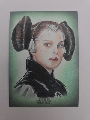 Topps Star Wars Galaxy Chrome Padme Amidala Sketchcard By Kevin Nelson - Image 1 of 4