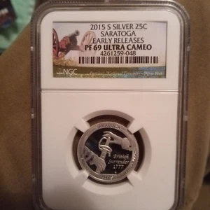 2015 S Silver 25C Saratoga PF 69 Ultra Cameo NGC Certified - Picture 1 of 2