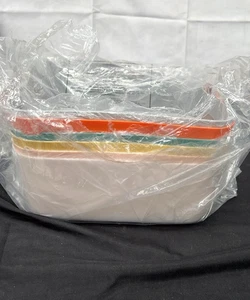 Paquete de 6 cajas de almacenamiento de plástico | Cestas de almacenamiento coloridas con asas - Imagen 1 de 3