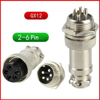 Aviation Plug GX12 2/3/4/5/6 Pin Male Female 12mm Panel Metal Cable Connector - Image 1 of 4