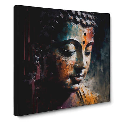Buddha Palette Knife Canvas Wall Art Print Framed Picture Home Office Decor - Image 1 of 4