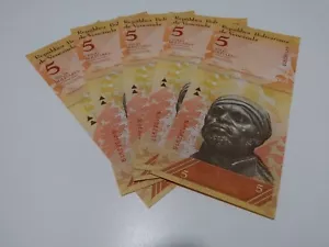 5 Venezuela UNC Banknoten ~ 5 Bolivares (2011) ~ Kostenloser Versand + Gratis Geschenk ~ Währung - Bild 1 von 2