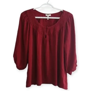 Joie 100% Silk Blouse with 3/4 Sleeves and Pleated Neck Small - Picture 1 of 16