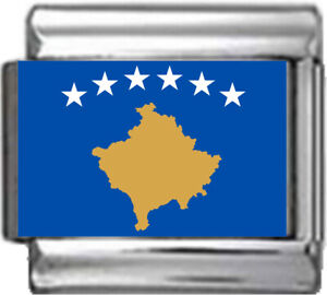 KOSOVO REPUBLIC FLAG Photo Italian 9mm Charm PC259 Fits Traditional Classic