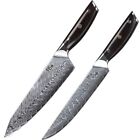 2x TURWHO Chef Knife + Carving Slicing Knife Japanese VG10 Damascus Steel Knife