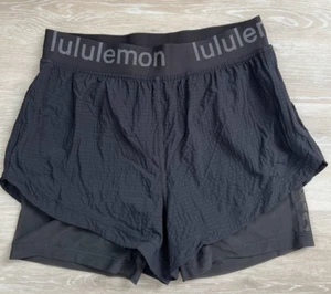 Lululemon Logo Waistband HR Train Short Black Women’s 10 Lined 3" Inseam - Picture 1 of 4