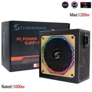 New ARGB ATX 1000W Power Supply Full Modular Active PFC Dual CPU Gaming Power - Afbeelding 1 van 11