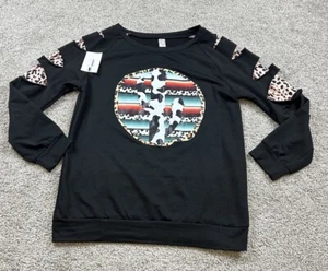Bella Grace Boutique Womens Large Sweatshirt Pullover Cow Cactus Graphic - Picture 1 of 13