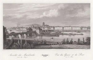 Frankfurt Gesamtansicht Original Stahlstich Buhl 1850 - Bild 1 von 1