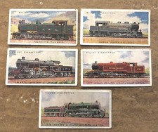 Five Different 1924 Wills “RAILWAY ENGINES”Railroad  Tobacco Cigarette Cards