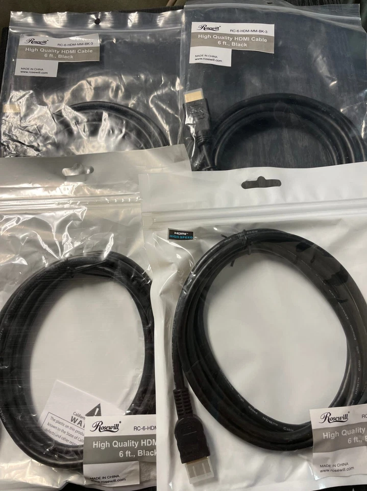 LOTE 4 cables HDMI Rosewill 6 pies 4K UHD 1080P 2160p Ethernet de alta velocidad VENTA AL POR MENOR Foto 1 de 1