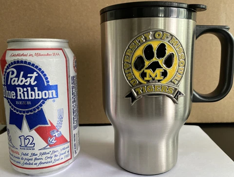 Missouri Tigers 14 ounce Stainless Steel Thermal Travel Mug- Brand New Cover