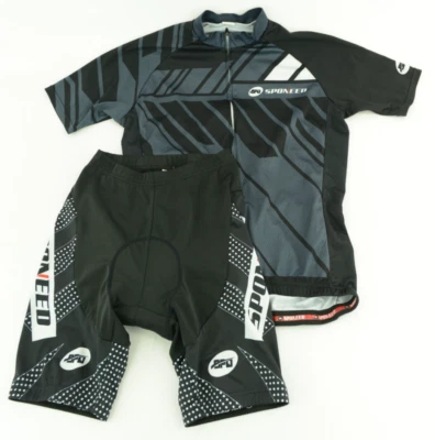 Camiseta deportiva de ciclismo Sponeed para hombre mediana azul y negra y pantalones cortos de ciclismo acolchados Foto 1 de 4