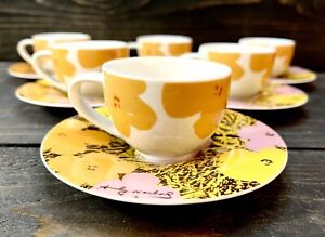 Rosenthal Andy Warhol Espresso Cups and Saucers Moon Cova Flowers Set Of 6