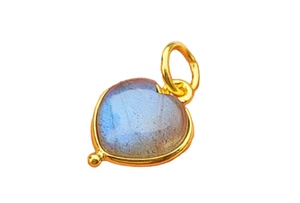 Labradorite 18K  solid Gold Handmade Charm for Necklace or Bracelet SLC0099 - Picture 1 of 4