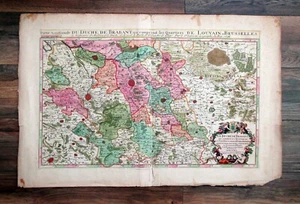 Karte koloriert Du Duche De Brabant qui comprend les Quartiers Brusselles 1696 - Picture 1 of 13