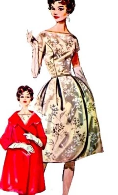 1960s Swing Frock Coat Full Wrap Skirt Dress Butterick 9927 Sewing Pattern - Image 1 of 3