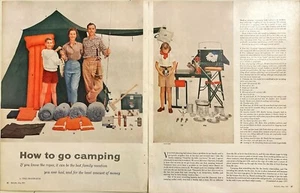 Coleman Camping Tent Cooler Stove Flashlight Pots Pan Vtg Print Ad Magazine 1957 - Picture 1 of 3