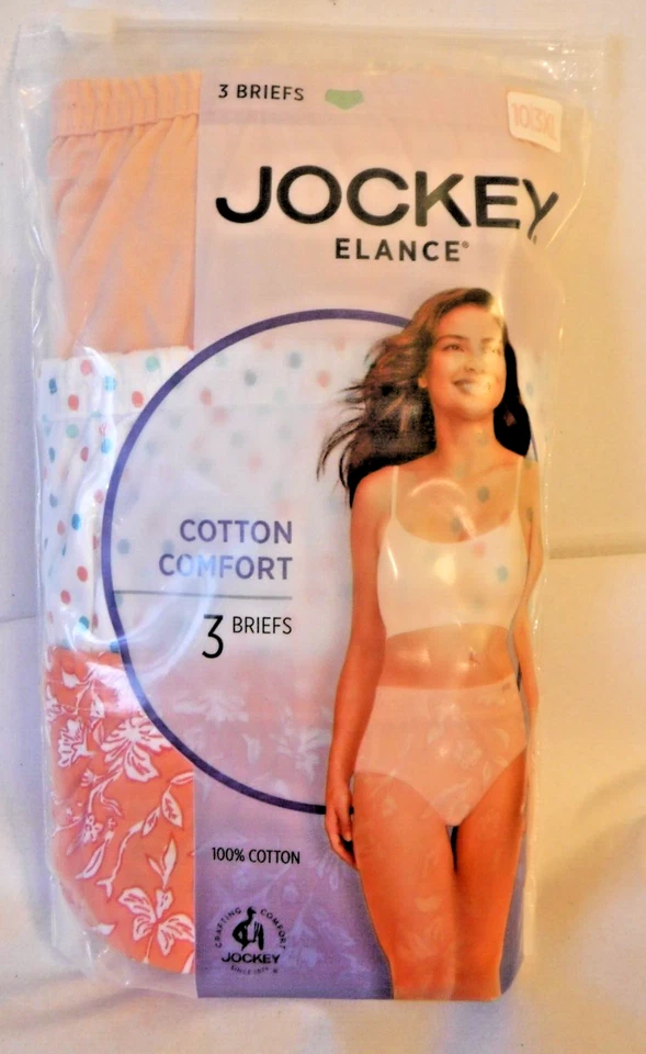 Jockey 3 Briefs Panties Cotton waistband 1486 Earth Rose Floral White mix sz 9