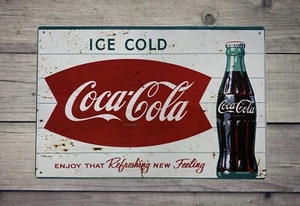Coca Cola Vintage Style Tin Metal Bar Sign Poster Man Cave Collectible New - Picture 1 of 1