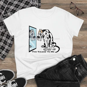 Harlequin Great Dane Puppy Dog Breed Mirror Image Talkin' Ladies T Shirt S-3X - Picture 1 of 3