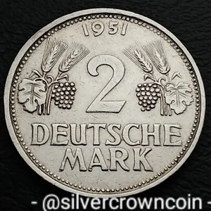 Germany West 2 Mark 1951 G. KM#111. Two Dollars coin. Karlsruhe Mint. Eagle. - Picture 1 of 7