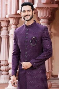 Indian Wedding Bollywood Party Wear Designer Traditional Boys Sherwani India - Picture 1 of 3