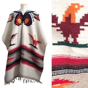 Vintage Mexican Thunderbird Sarape Blanket Poncho