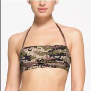 RARE SKIMS Bandeau Bikini Top Recycled Swim Logo Camo Strapless Halter 3X - Picture 1 of 6
